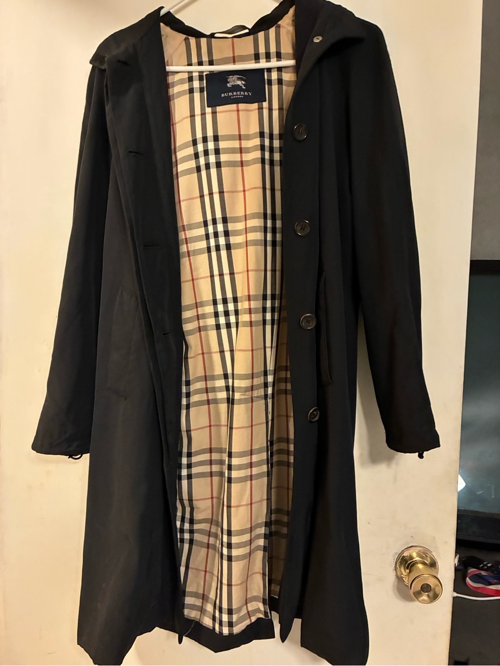 Burberry navy blue Trench Coat with Classic Beige Check Lining